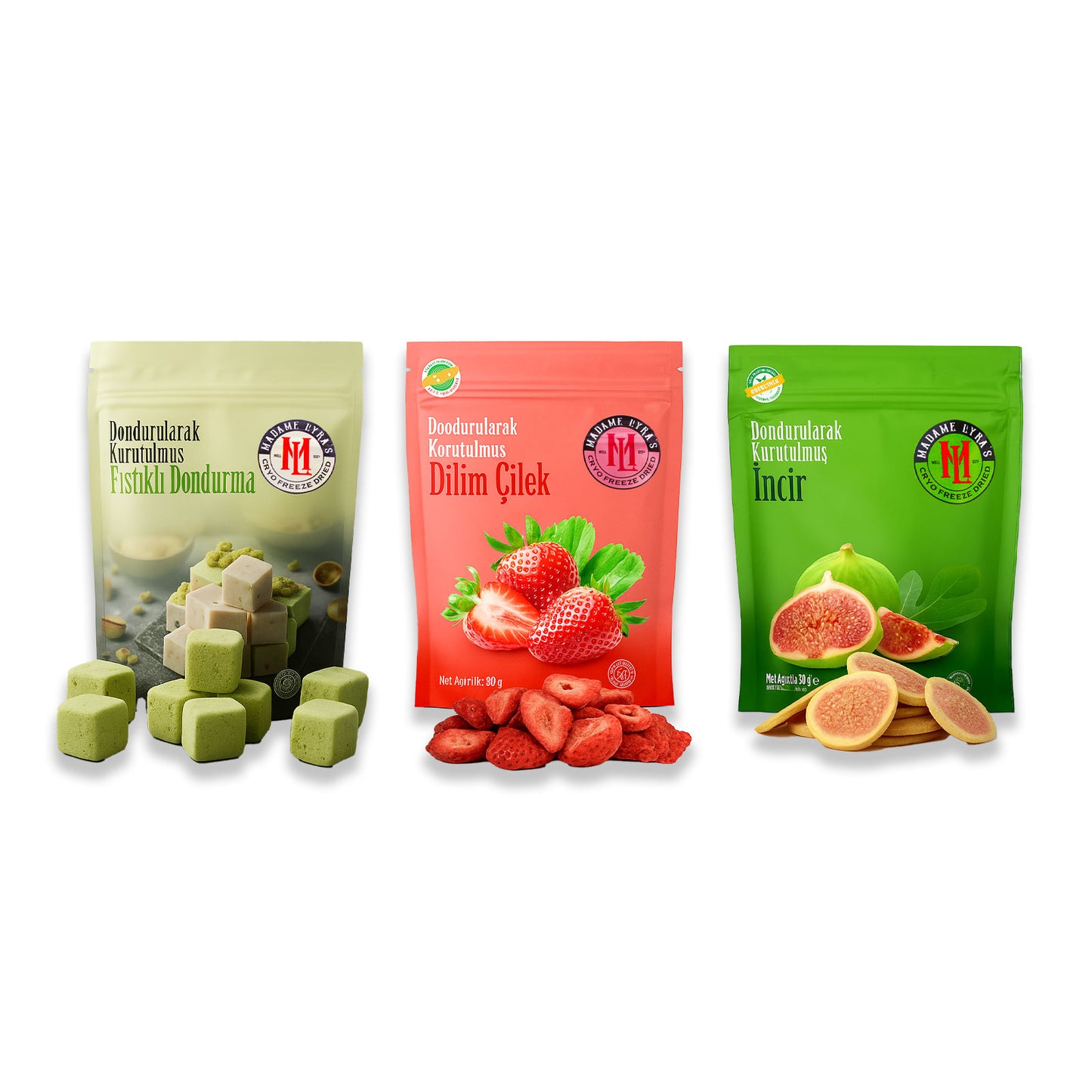 %100 Doğal & Katkısız Gıda Paketi ( Fıstıklı Dondurma -İncir-Çilek)
