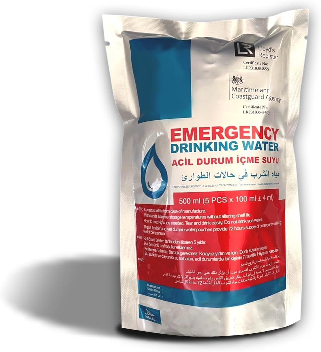 5 Yıl Raf Ömrü ile Acil Durum,Afet Ve Deprem Suyu, Hayat Kurtaran Acil Durum Su Paketi (1 KOLİ) (5 Paket x 500 ml.)