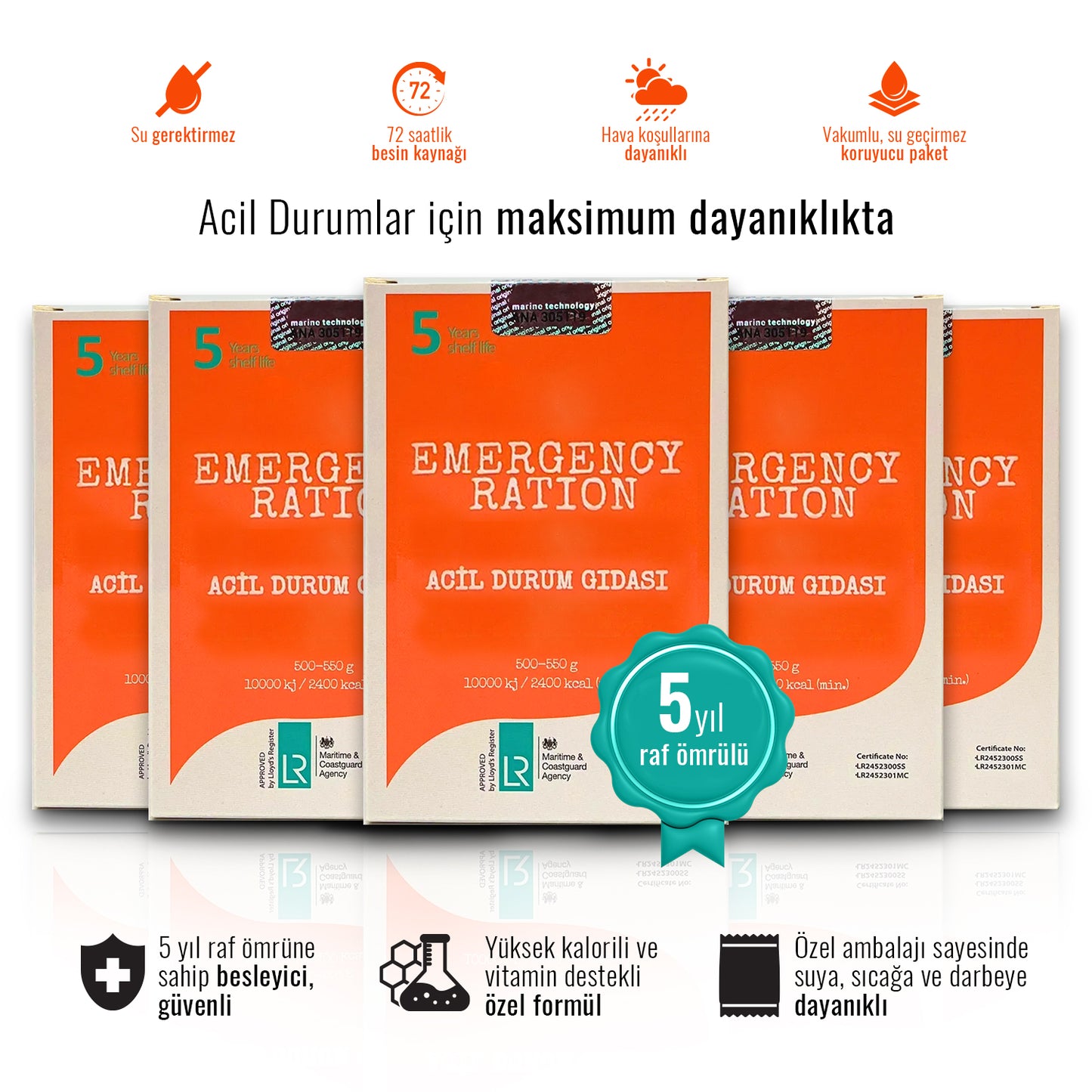 5 Yıl Raf Ömrü ile Acil Durum Gıdası Hayat Kurtaran Beslenme (25 Paket x 500 gr.)