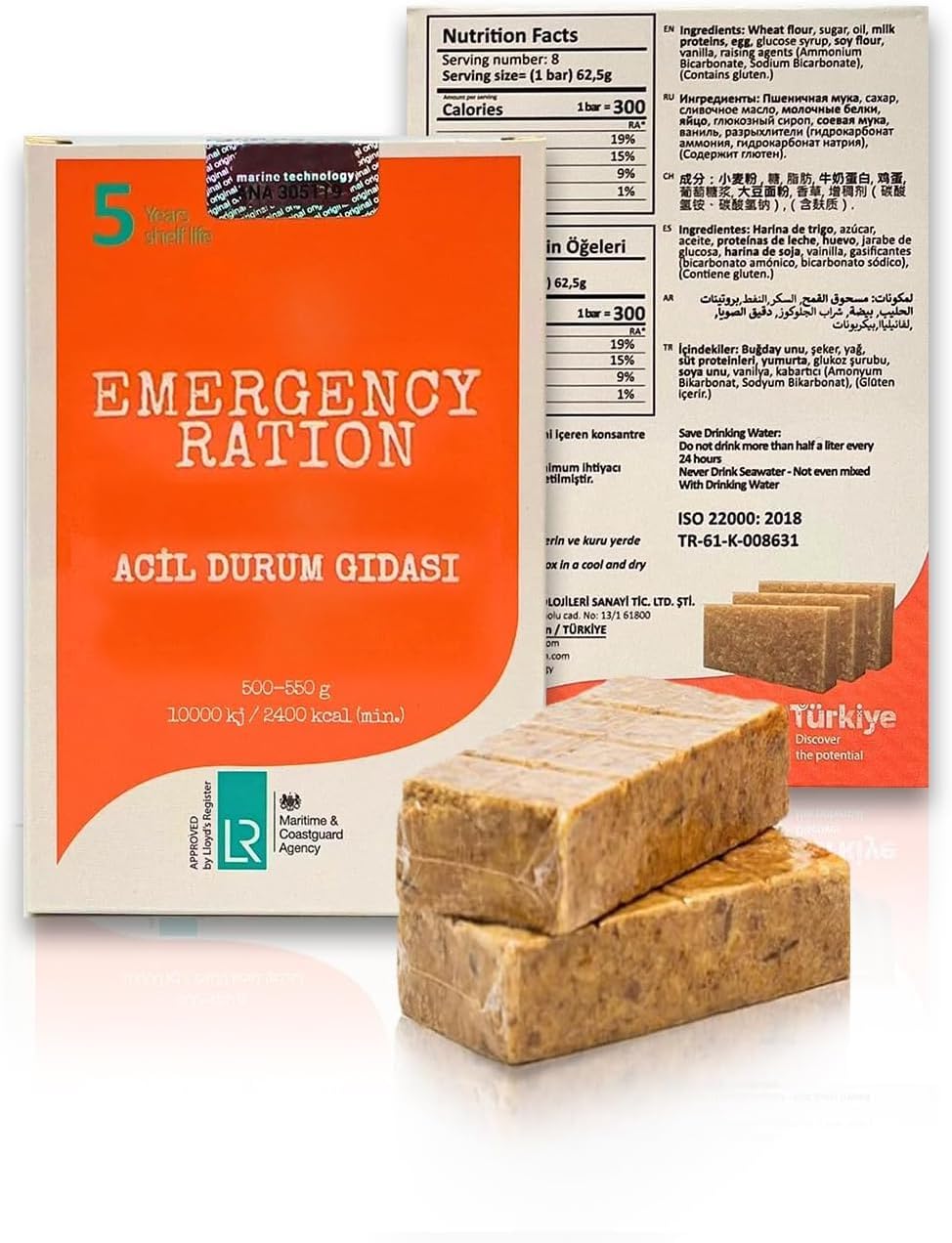Acil Durum ve Deprem Gıdası, Afet Beslenme Paketi , Hayat Kurtaran Beslenme,5 Yıl Raf Ömrü İle (5 Paket x 500 gr.)