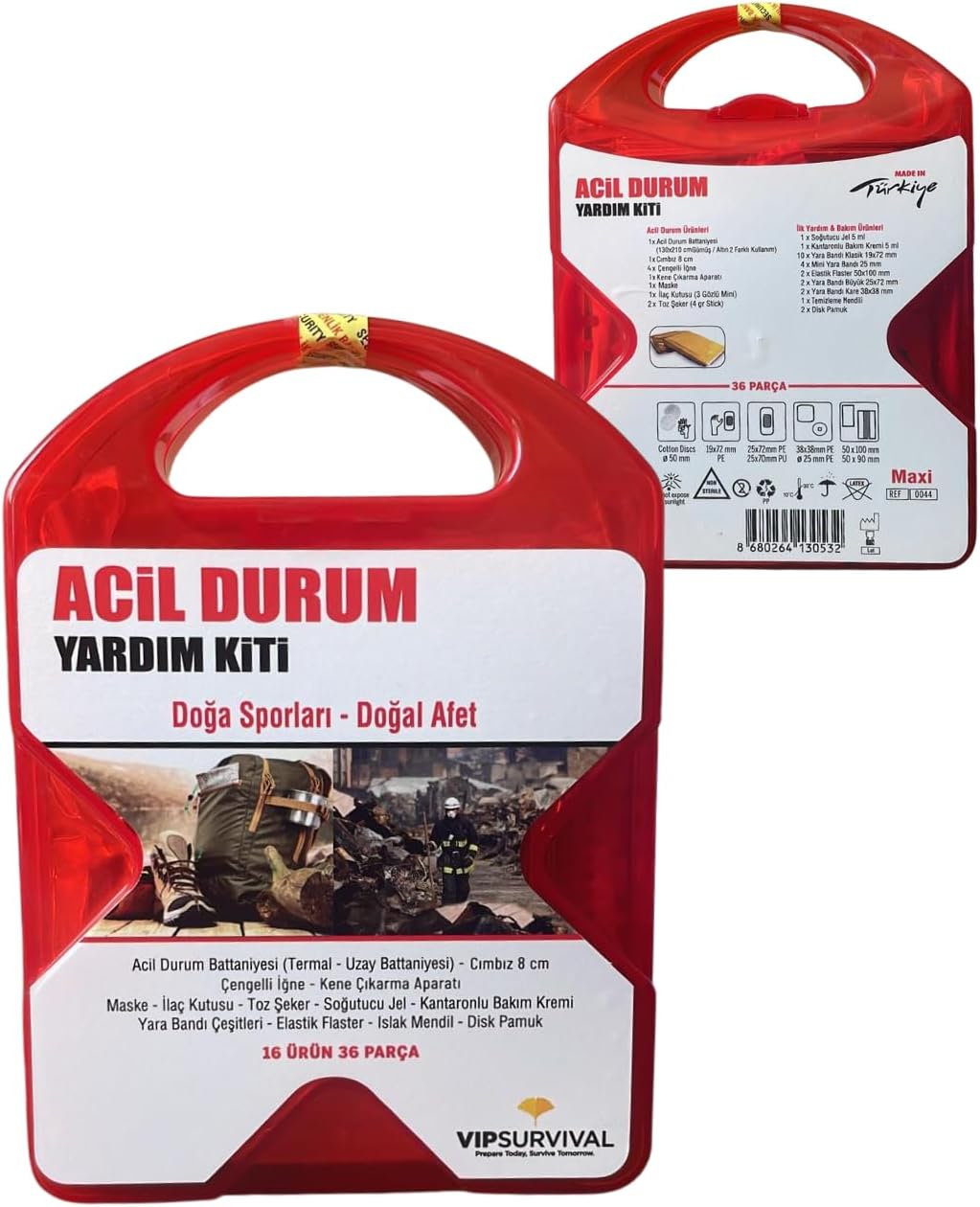 Acil Durum Yardım Kiti, 36 Parça, Doğa Sporları ve Doğal Afet için İlk Yardım Seti
