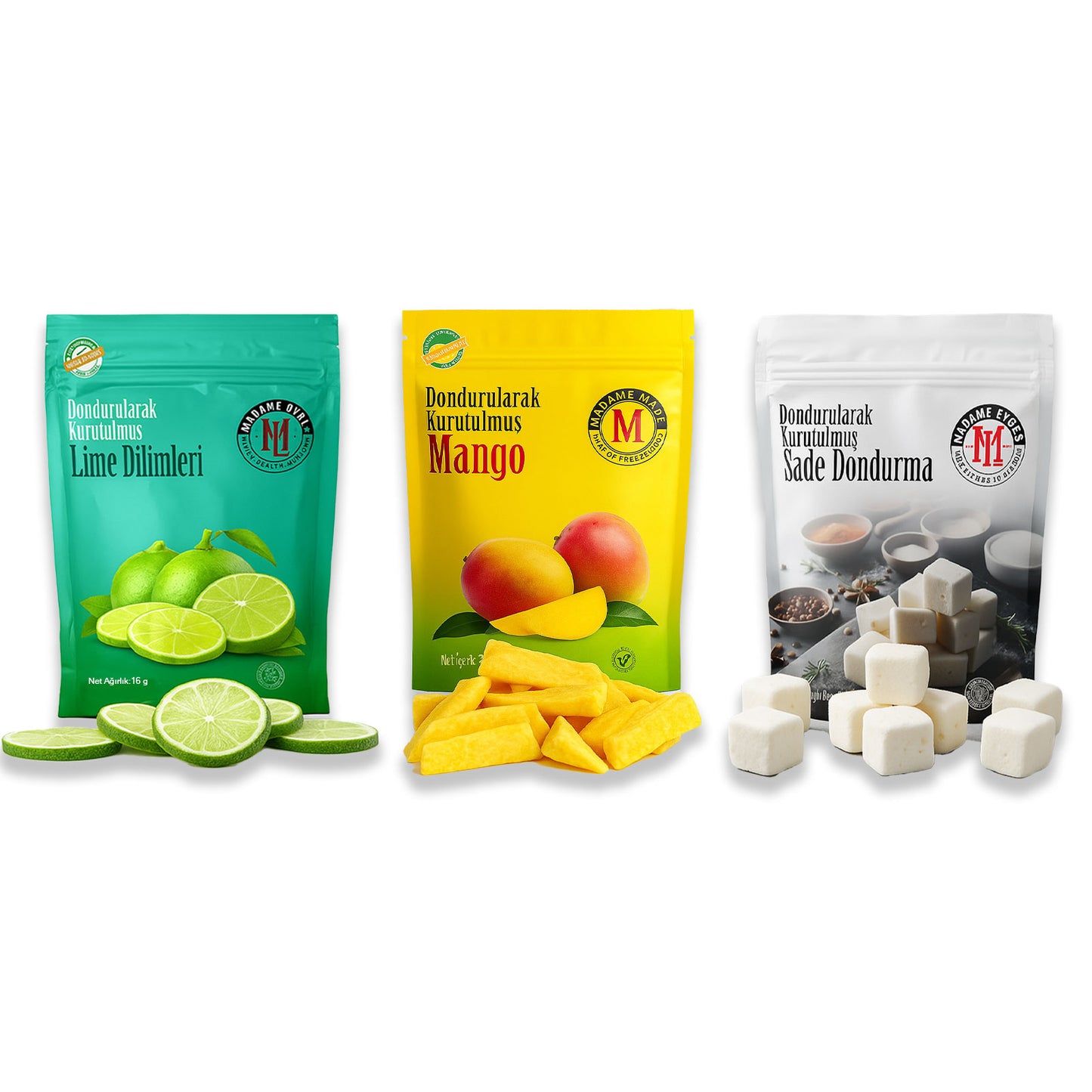 %100 Doğal & Katkısız Gıda Paketi ( Mango-Sade Dondurma -Limon)