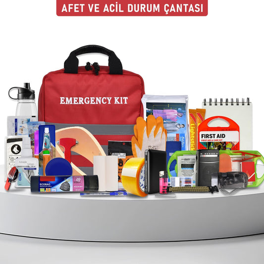 Afet ve Acil Durum Çantası Tescilli, Reflektörlü,Su geçirmez 72 saat 2 Kişilik Üst Düzey Afet Hazırlığı