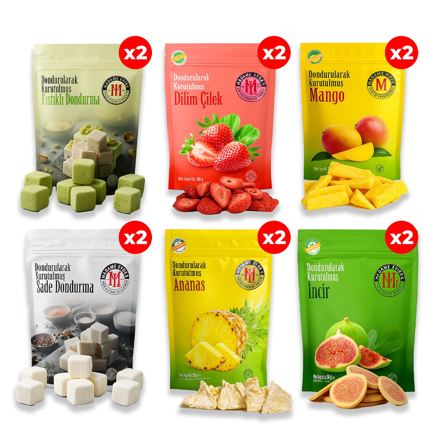 Dondurularak Kurutulmuş Meyve Paketi  (12 ’li Set)