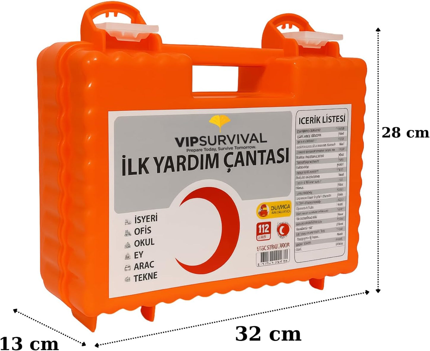 İlk Yardım Çantası – Acil Durum ve Afet Seti - İş Yeri, Ofis, Araç, Ev İçin Uygun - Ecza Dolabı -Duvara Monte Edilebilir Sağlık Kiti ( Turuncu )
